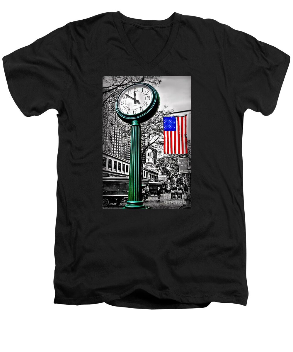 Market Men's V-Neck T-Shirt featuring the photograph Time for Lunch by DJ Florek