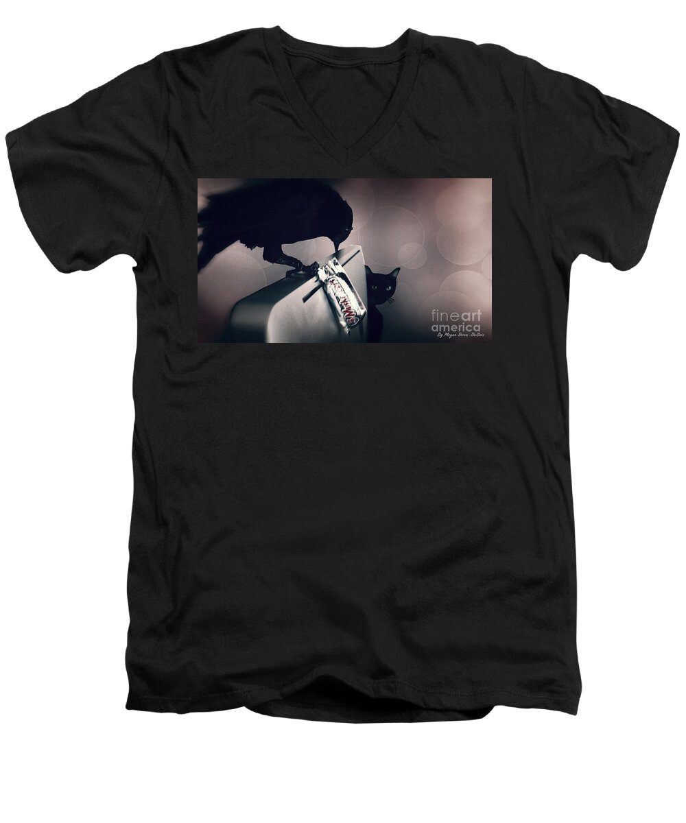 Black Bird Men's V-Neck T-Shirt featuring the photograph Trick or Treat by Megan Dirsa-DuBois