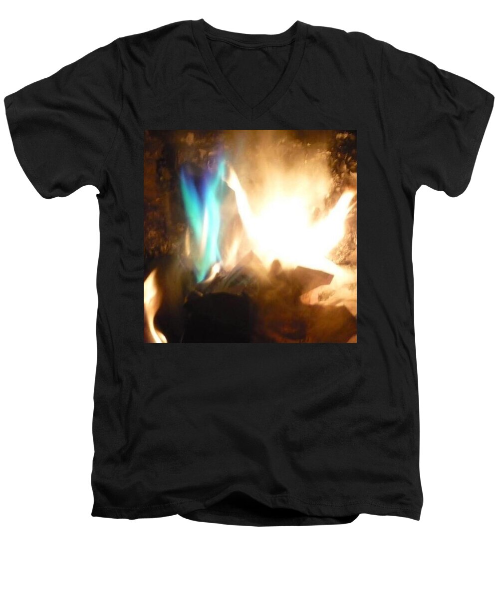 Twin Flame Men's V-Neck T-Shirt featuring the photograph Twin Flame by 'REA' Gallery