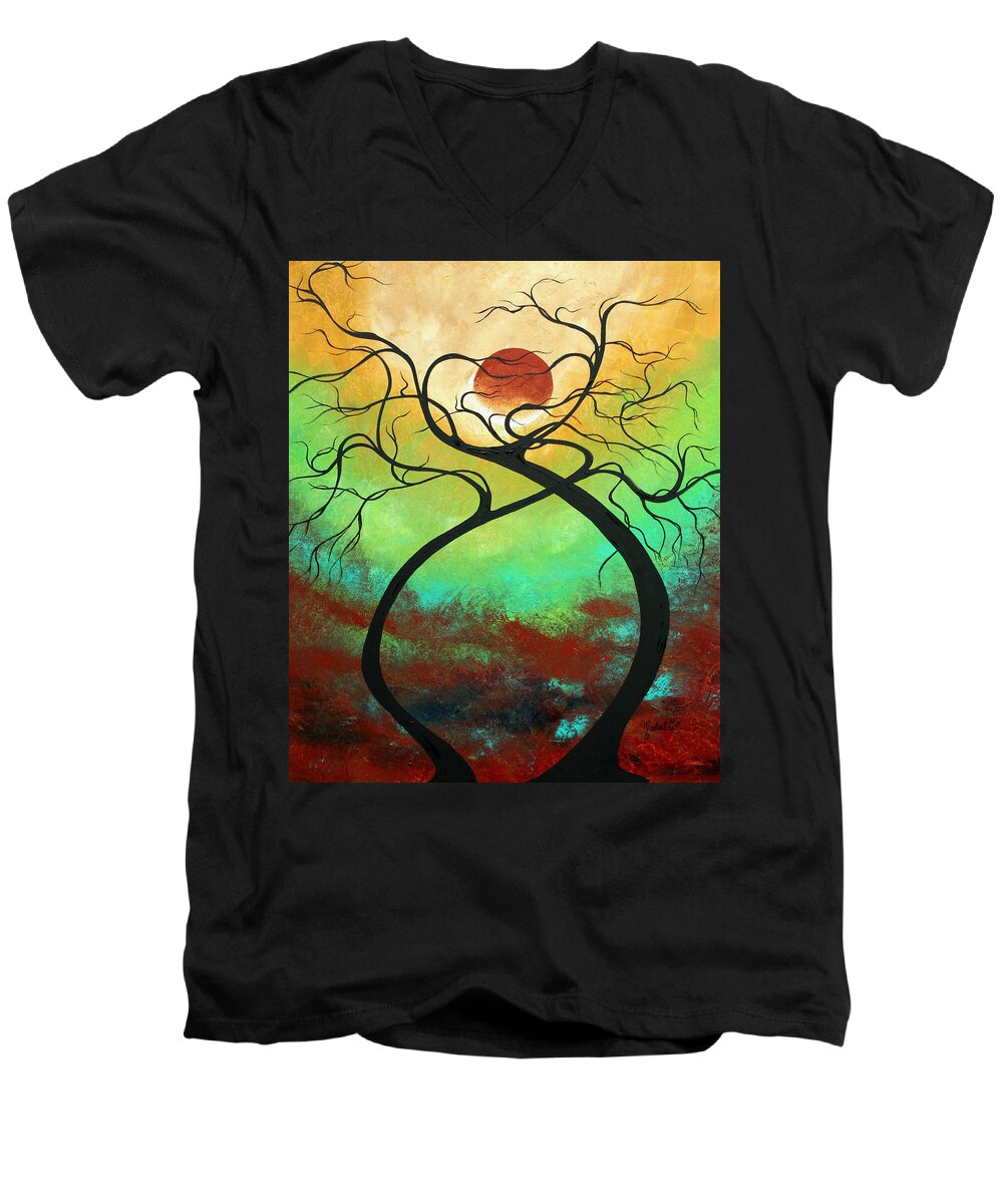 Landscape Men's V-Neck T-Shirt featuring the painting Twisting Love II Original Painting by MADART by Megan Aroon