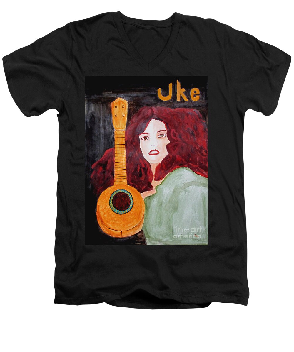 Watercolor Men's V-Neck T-Shirt featuring the painting Uke by Sandy McIntire