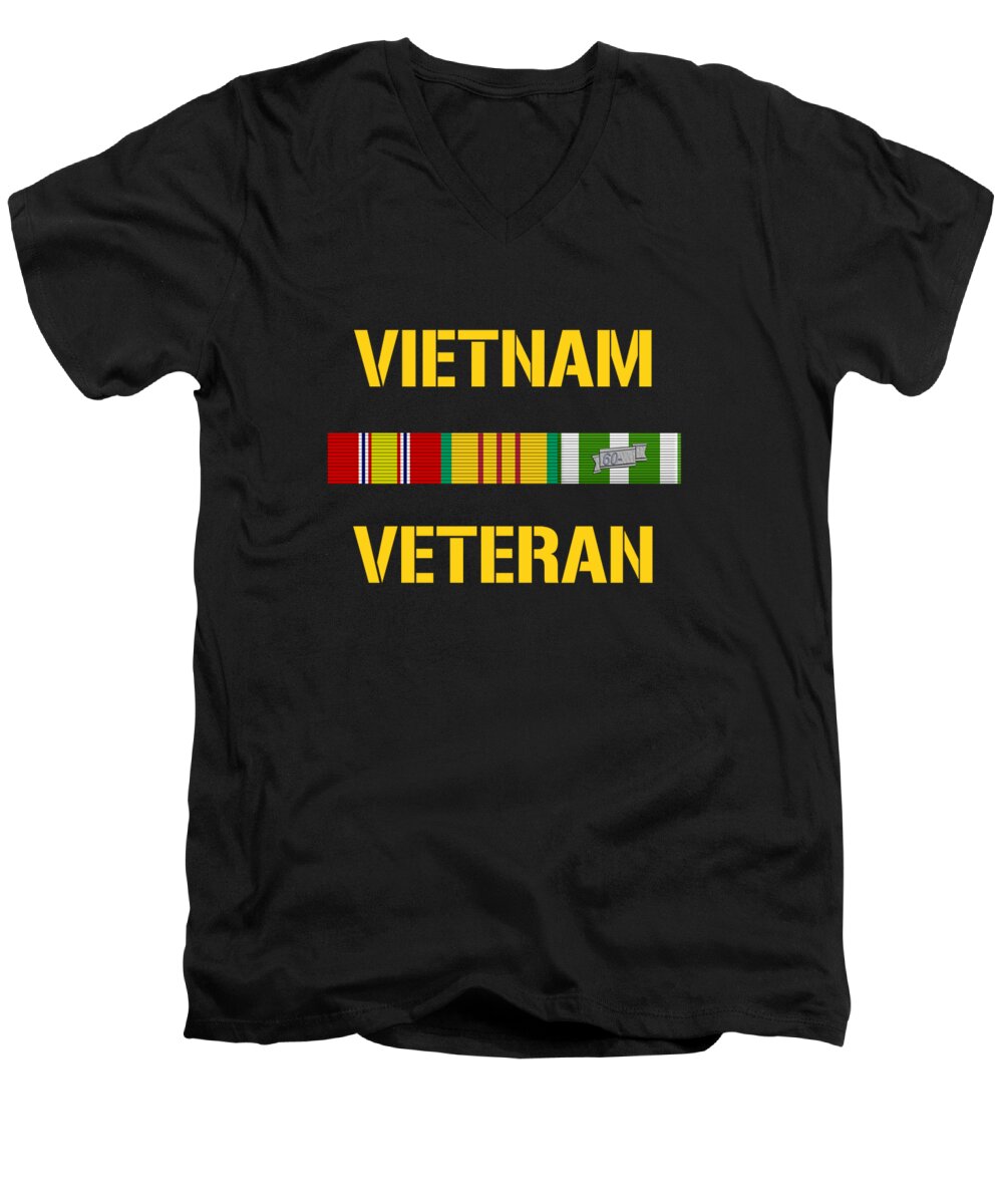 Vietnam Veteran Men's V-Neck T-Shirt featuring the digital art Vietnam Veteran Ribbon Bar by War Is Hell Store