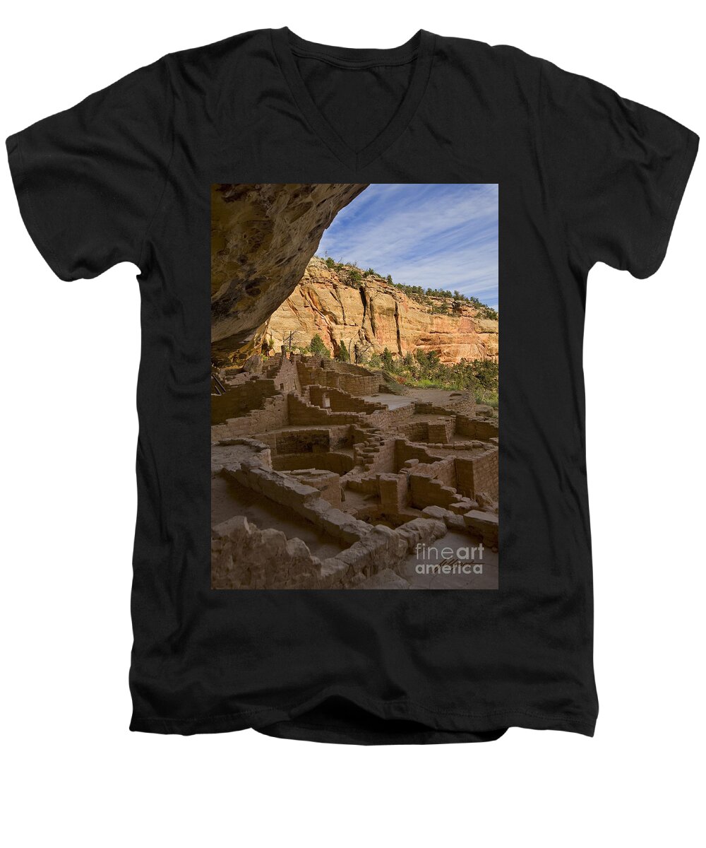 Mesa Verde National Park Men's V-Neck T-Shirt featuring the photograph View from inside by Bon and Jim Fillpot
