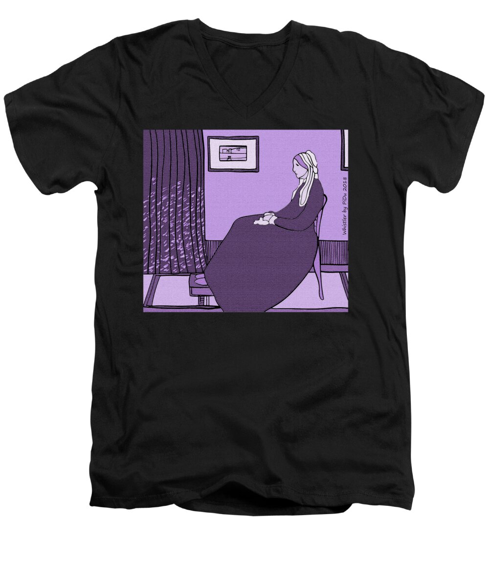 Violet Men's V-Neck T-Shirt featuring the digital art Violet Whistler's Mother by Piotr Dulski