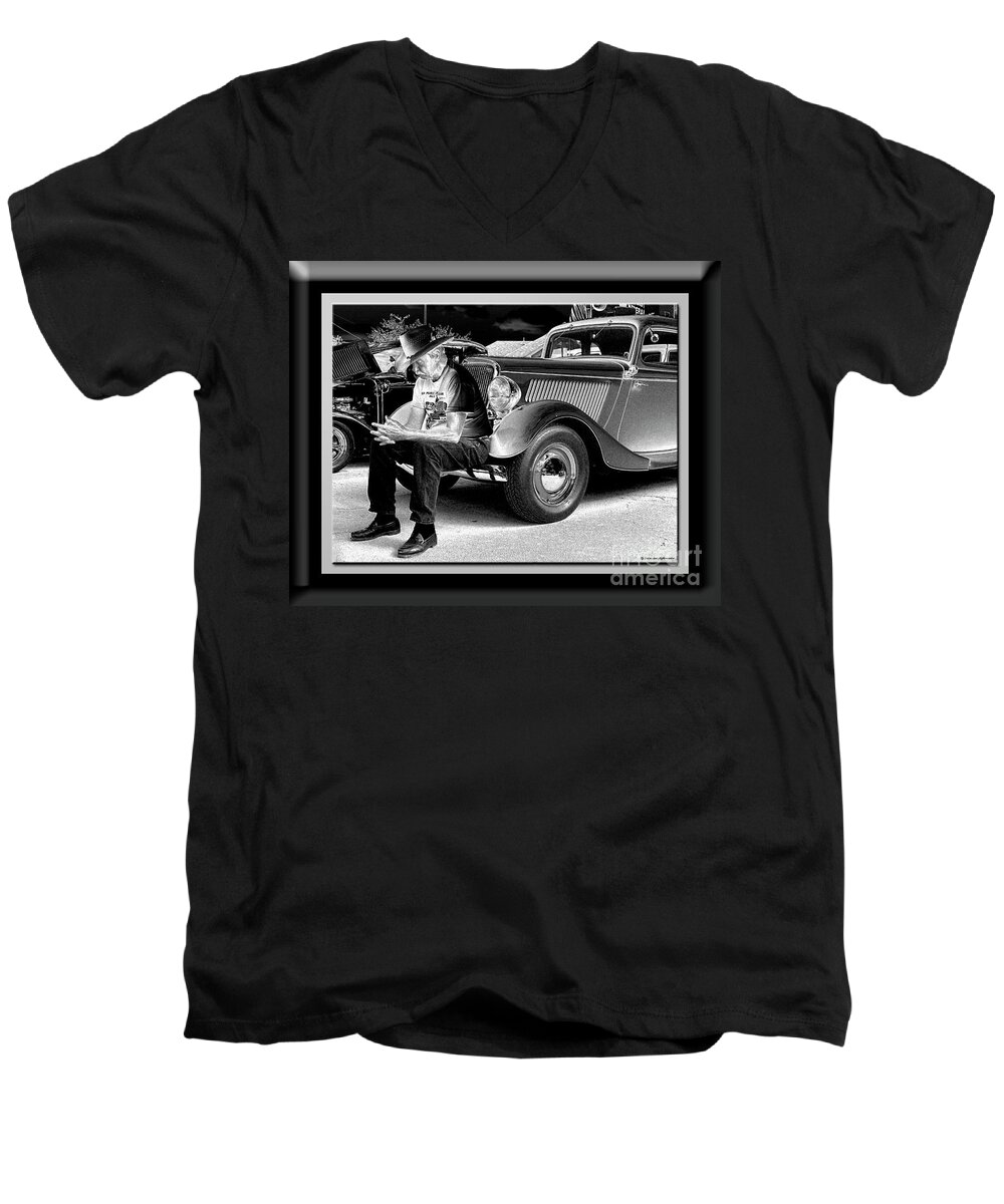 Black And White Photography Men's V-Neck T-Shirt featuring the photograph Waiting by Sue Stefanowicz