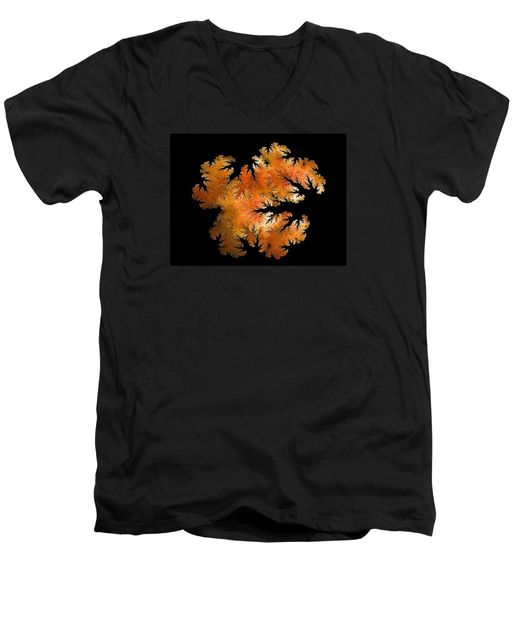 Forest Men's V-Neck T-Shirt featuring the digital art Waking in Mandelbrot Forest-2 by Doug Morgan