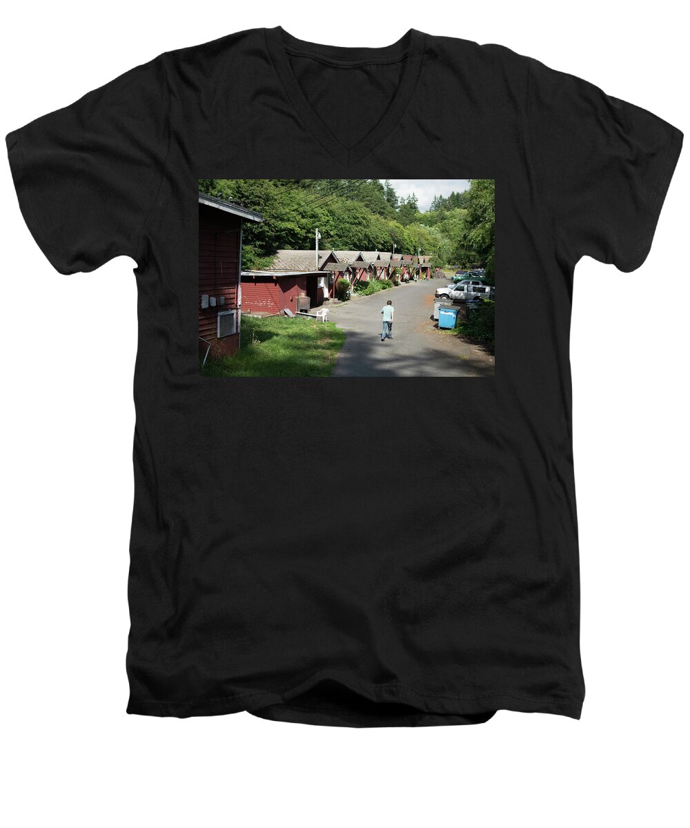 Walking Home Men's V-Neck T-Shirt featuring the photograph Walking Home by Tom Cochran