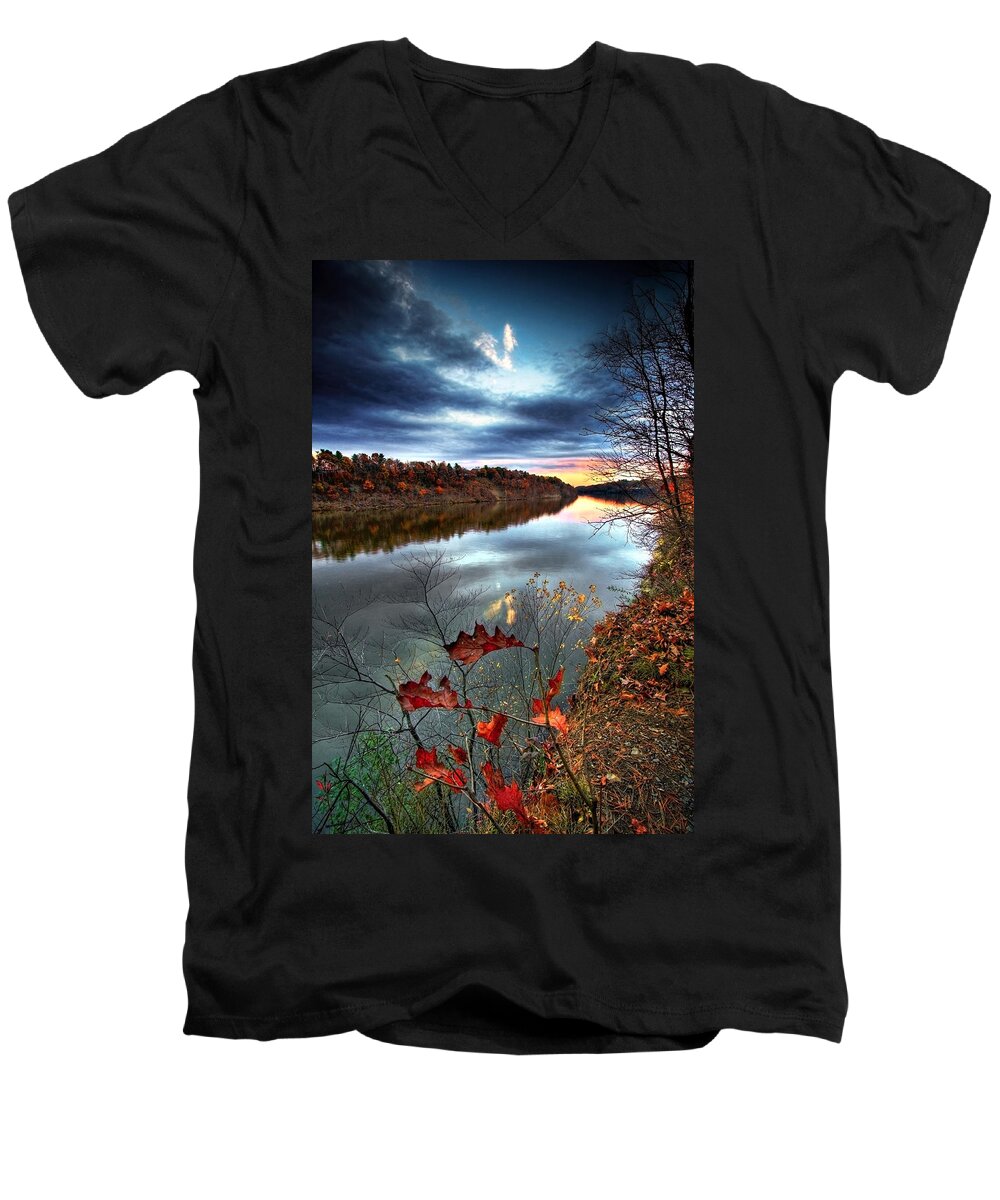 Mohawk River Men's V-Neck T-Shirt featuring the photograph Water Colors by Neil Shapiro
