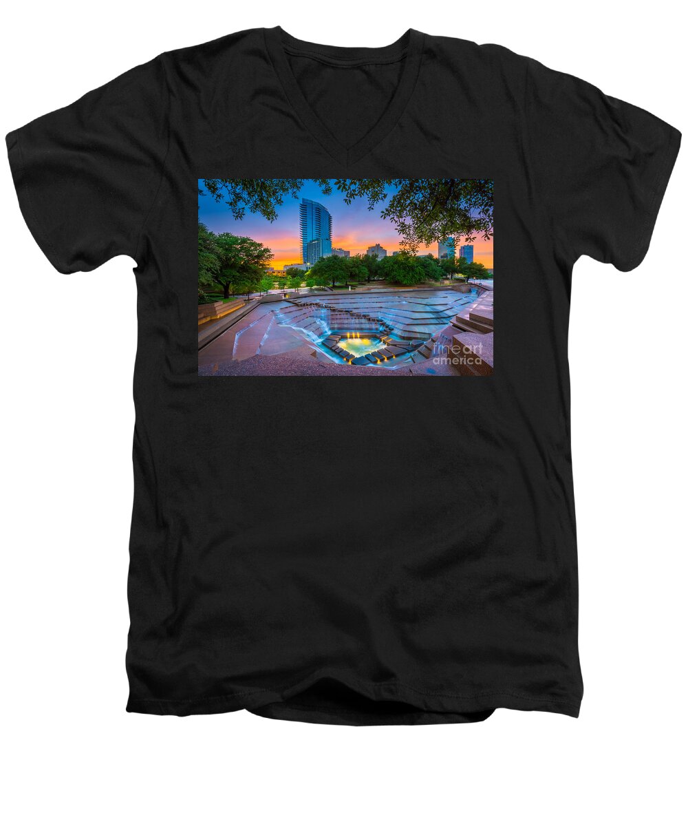 America Men's V-Neck T-Shirt featuring the photograph Water Gardens Sunset by Inge Johnsson