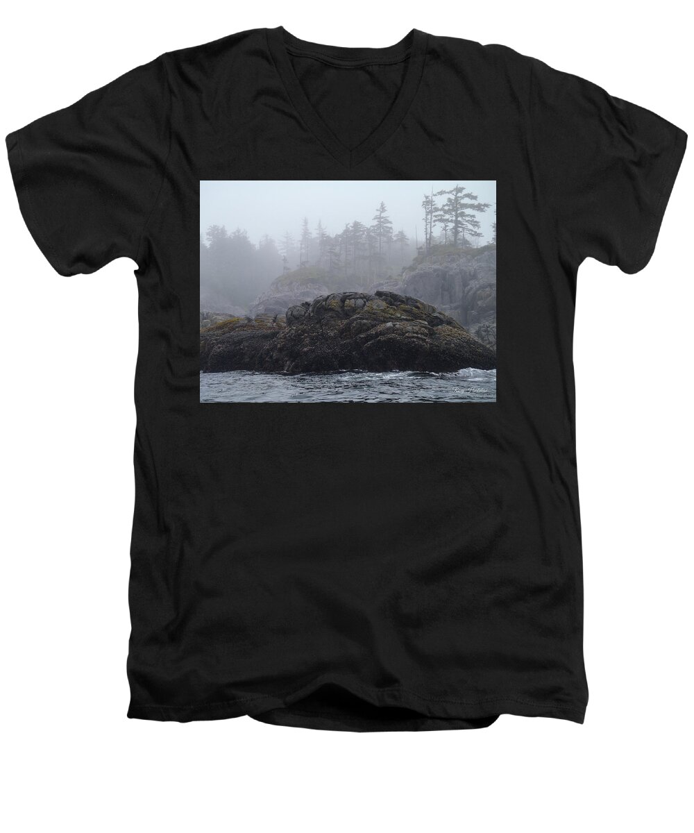 West Coast Men's V-Neck T-Shirt featuring the photograph West Coast Landscape Ocean Fog II by Roxy Hurtubise
