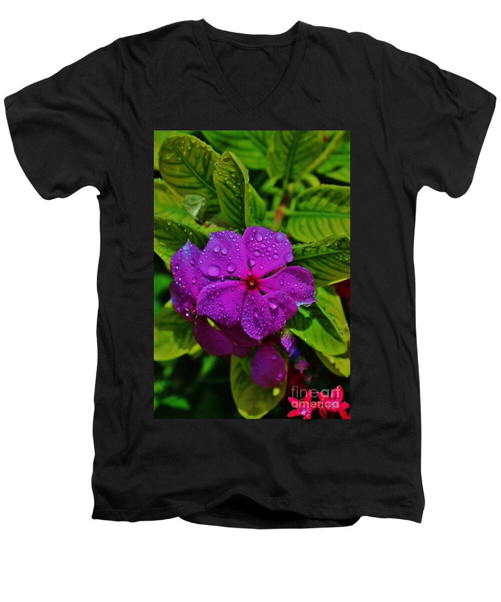 Flowers Men's V-Neck T-Shirt featuring the photograph Wet and wild by Craig Wood
