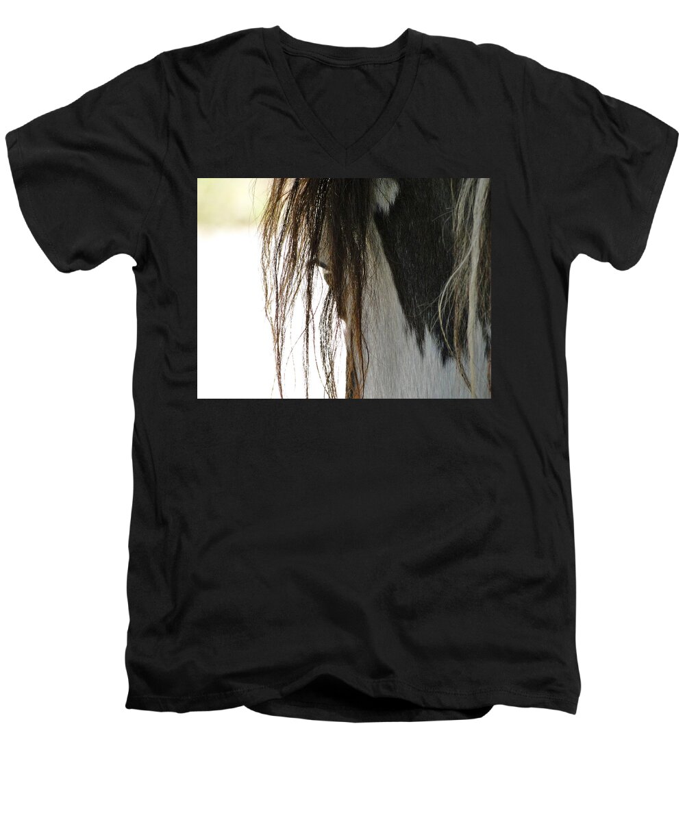Horse Men's V-Neck T-Shirt featuring the photograph Wild Pinto Mustang by Liz Vernand