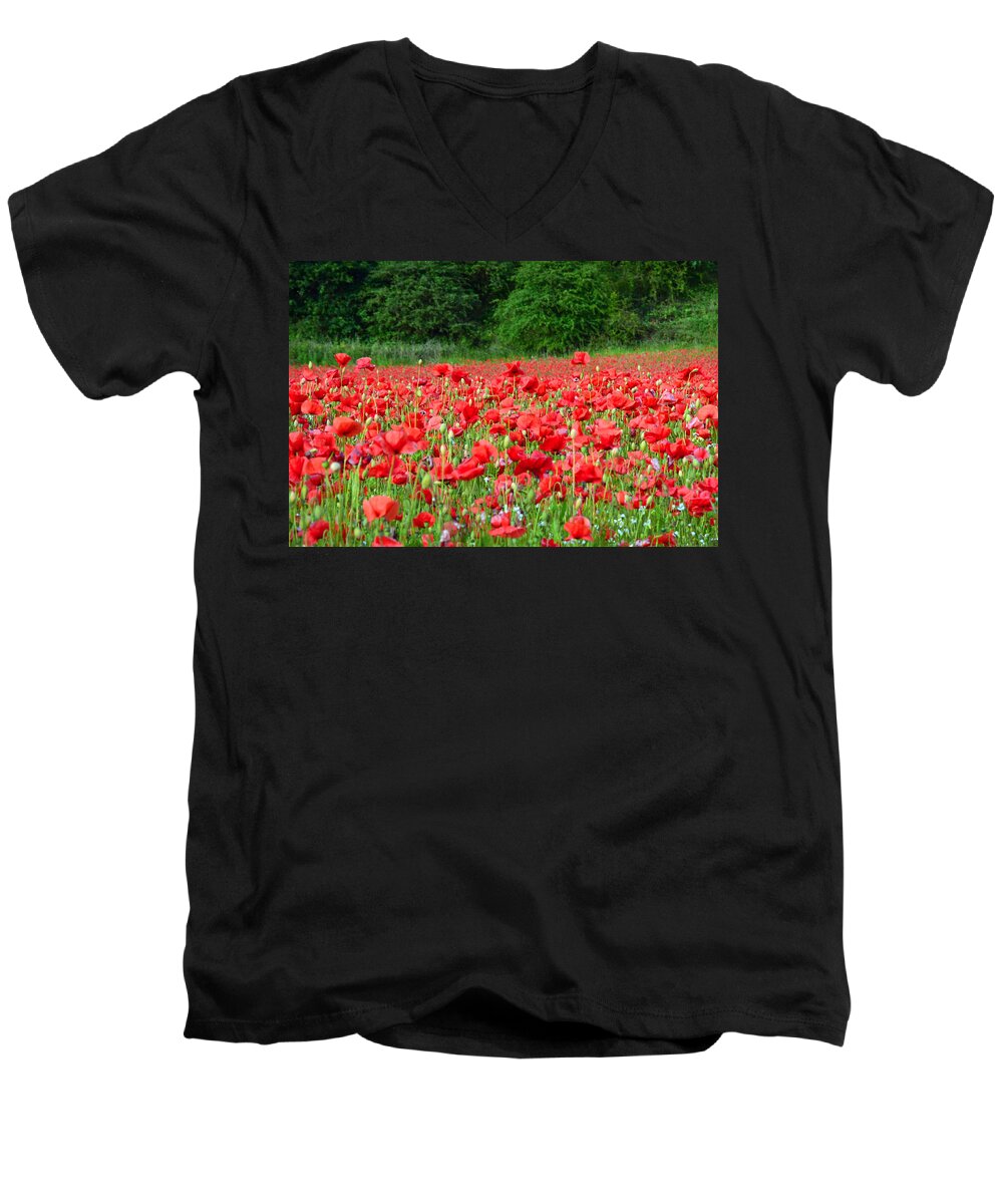 Summer Men's V-Neck T-Shirt featuring the photograph Wild Red by Keith Armstrong