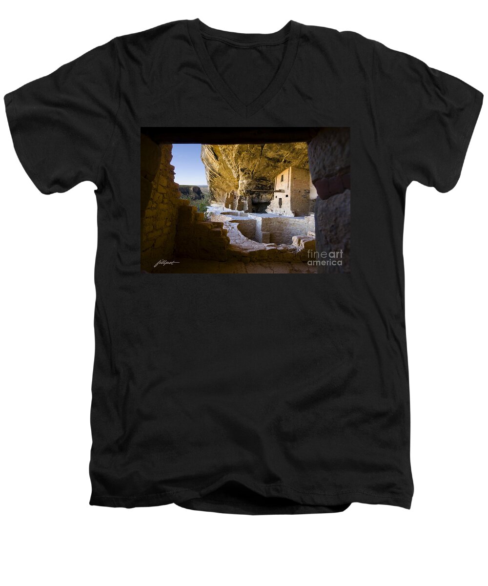 Mesa Verde National Park Men's V-Neck T-Shirt featuring the photograph Window to the Past by Bon and Jim Fillpot