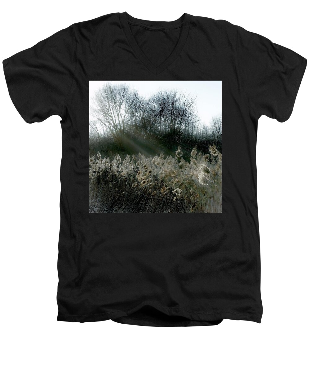  Men's V-Neck T-Shirt featuring the photograph Winter Fringe by Kendall McKernon