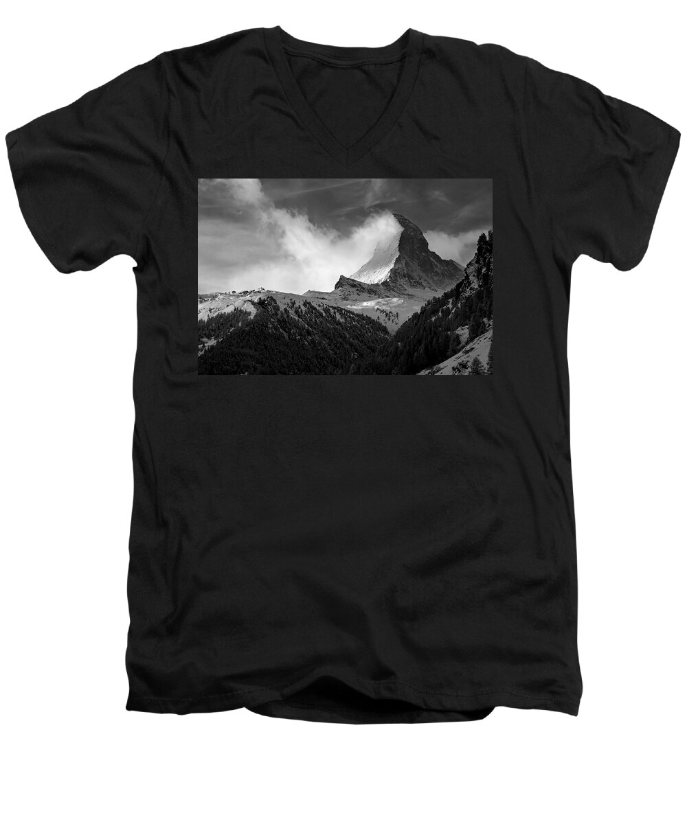 Matterhorn Men's V-Neck T-Shirt featuring the photograph Wonder of the Alps by Neil Shapiro