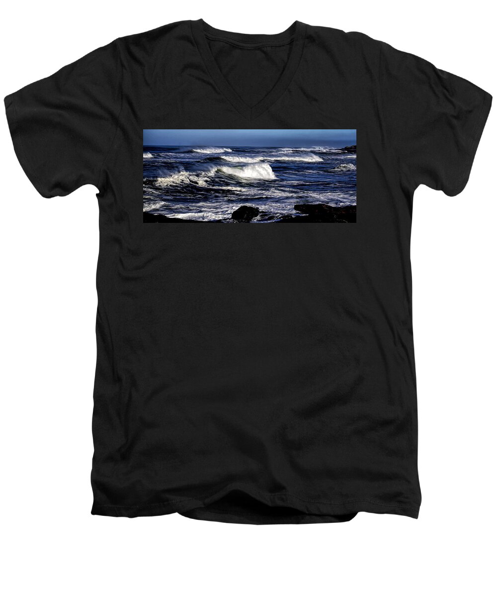 Yachats Men's V-Neck T-Shirt featuring the photograph Yachats Bay by Nick Kloepping