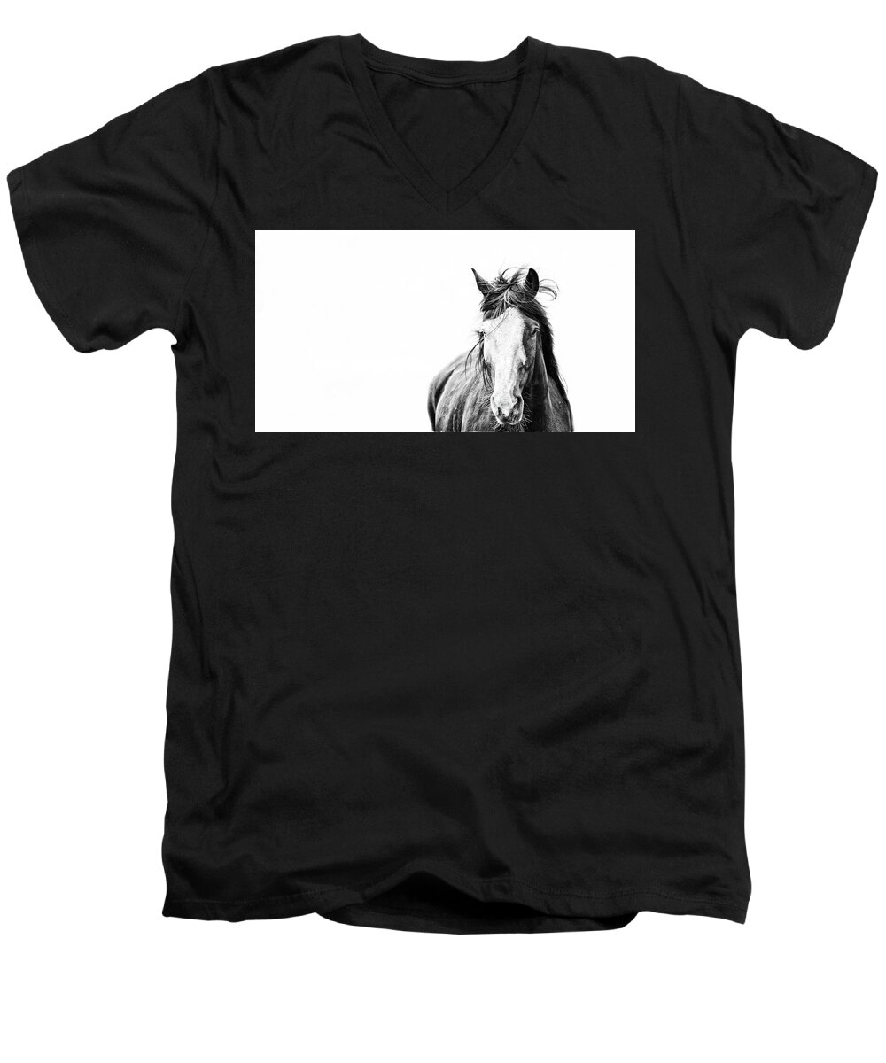 Horse Men's V-Neck T-Shirt featuring the photograph You and I by Ryan Courson