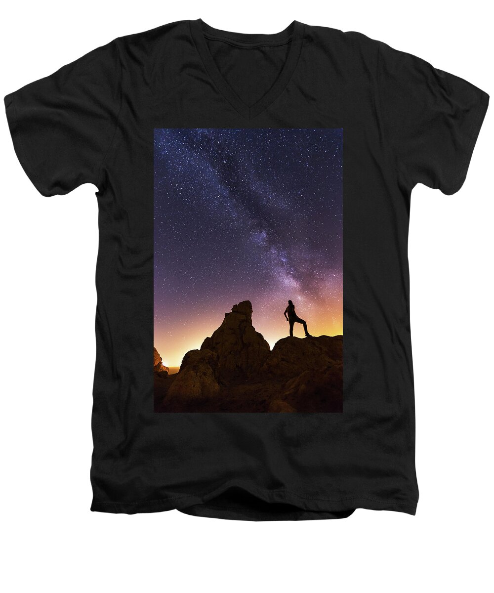 Milkyway Men's V-Neck T-Shirt featuring the photograph You Cant Take The Sky From Me by Tassanee Angiolillo