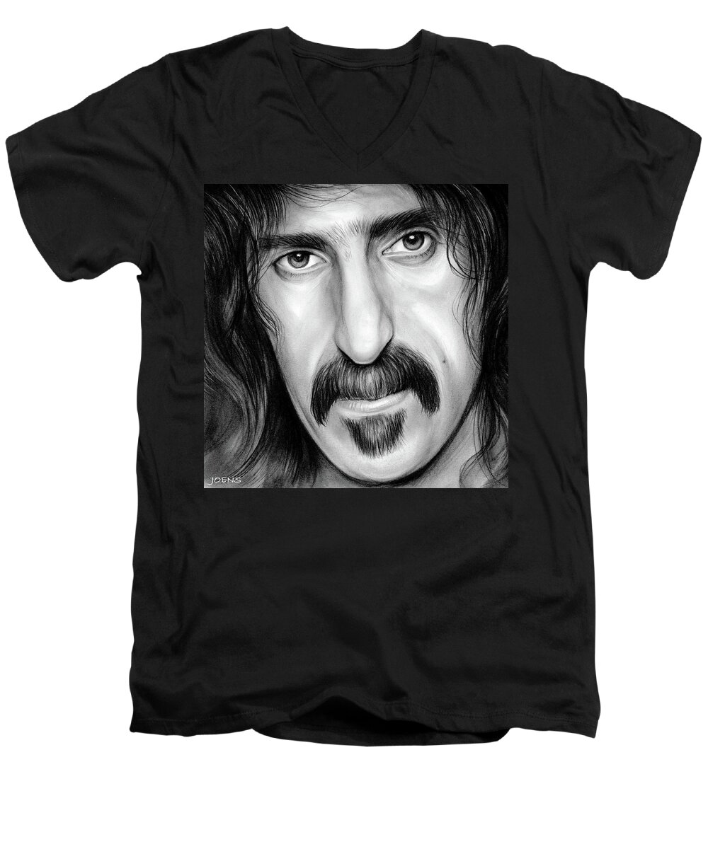 Frank Zappa Men's V-Neck T-Shirt featuring the drawing Zappa by Greg Joens