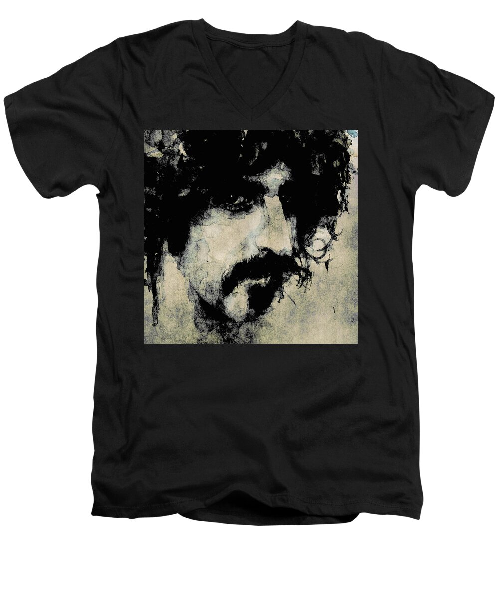 Frank Zappa Men's V-Neck T-Shirt featuring the painting Zappa by Paul Lovering