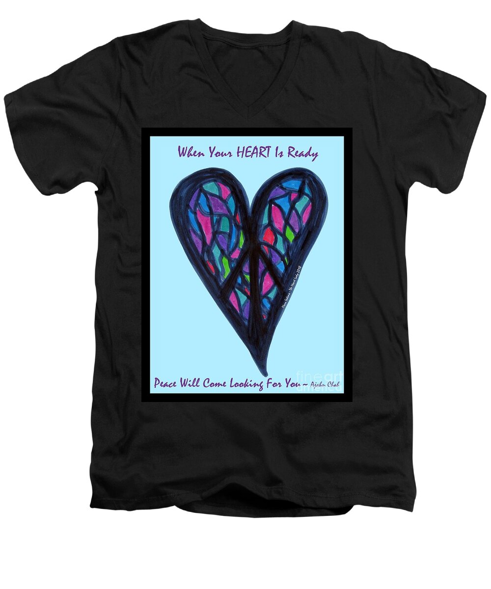 Heart Men's V-Neck T-Shirt featuring the photograph Zen Heart Peace Puzzle by Mars Besso