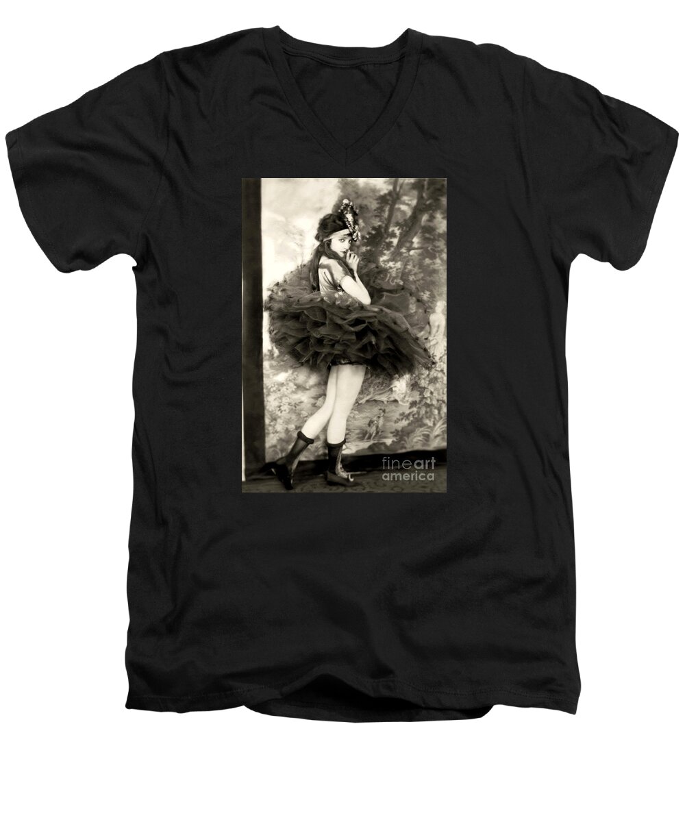 Ziegfeld Model In Ballet Dress Men's V-Neck T-Shirt featuring the photograph Ziegfeld Model in Ballet dress by Vintage Collectables