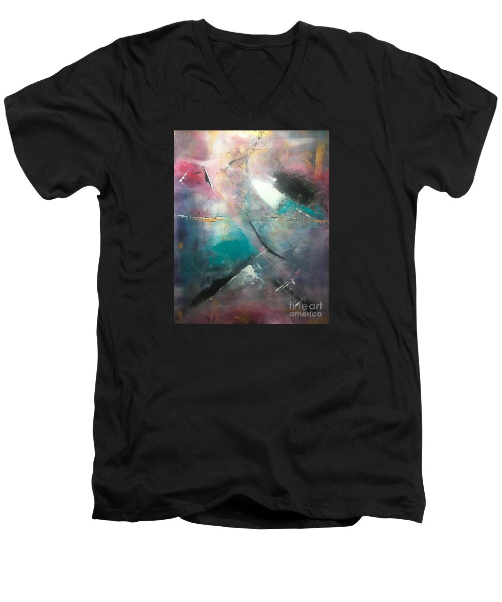 Abstract Painting Art Men's V-Neck T-Shirt featuring the painting Abstract II Art Print #1 by Crystal Stagg