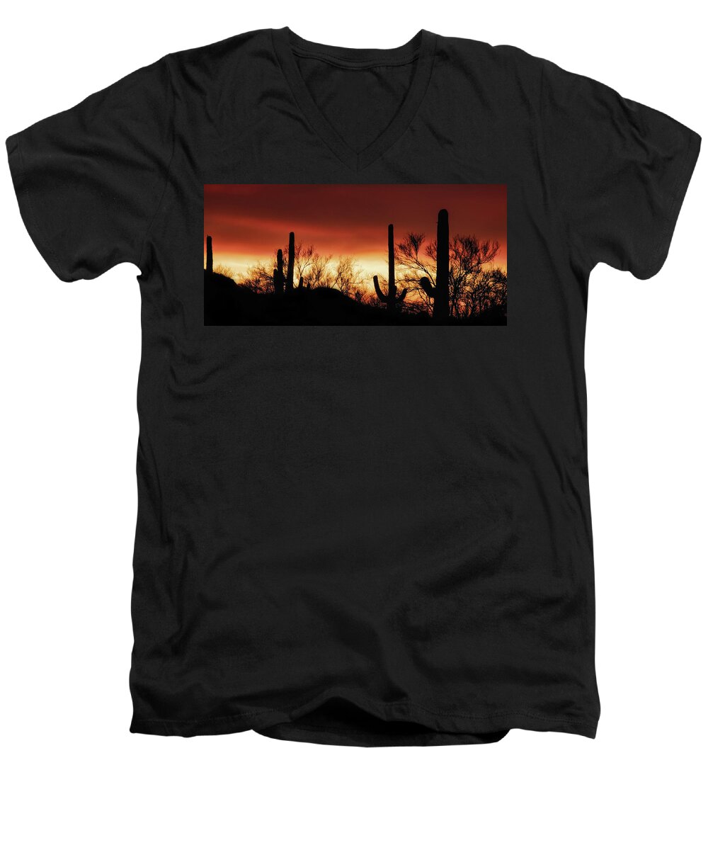 Clouds Men's V-Neck T-Shirt featuring the photograph Arizona Monsoon Sunset 2019 by Elaine Malott