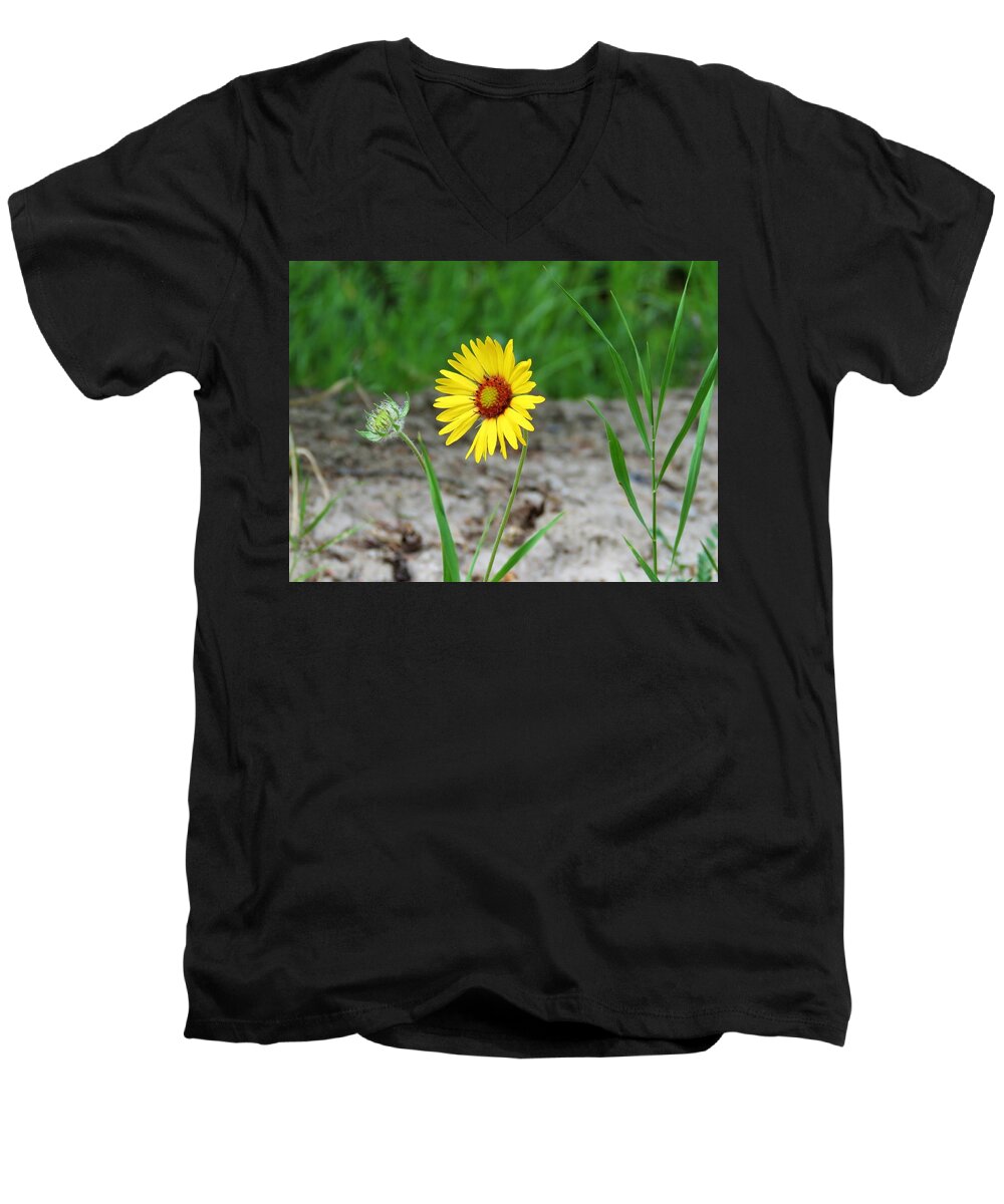 Flower Men's V-Neck T-Shirt featuring the photograph Bloom and Waiting by Joan Stratton
