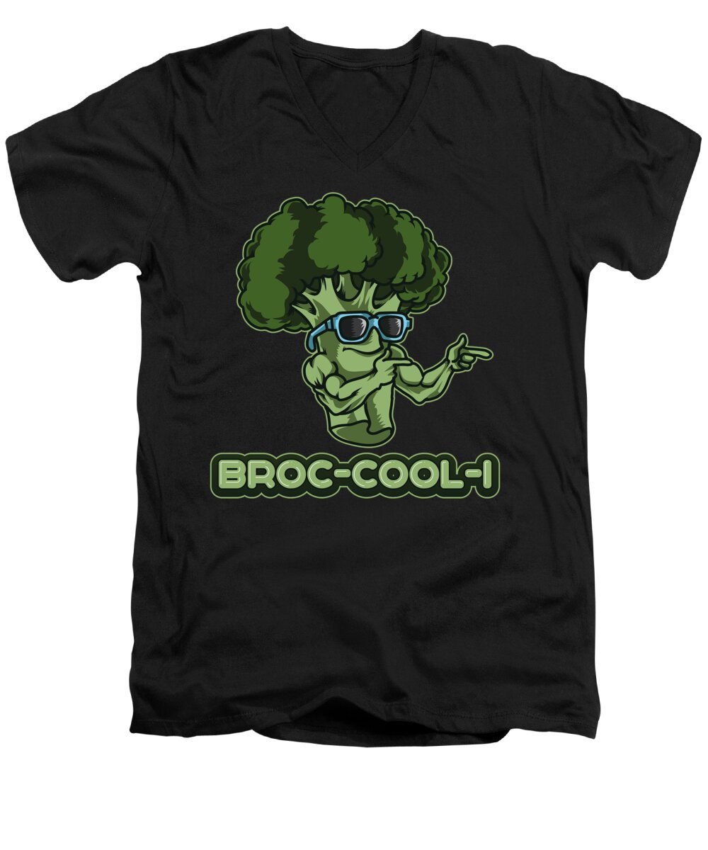 Broccoli Men's V-Neck T-Shirt featuring the digital art BROCCOOLI Broccoli Plant Vegetables Vegan by Mister Tee