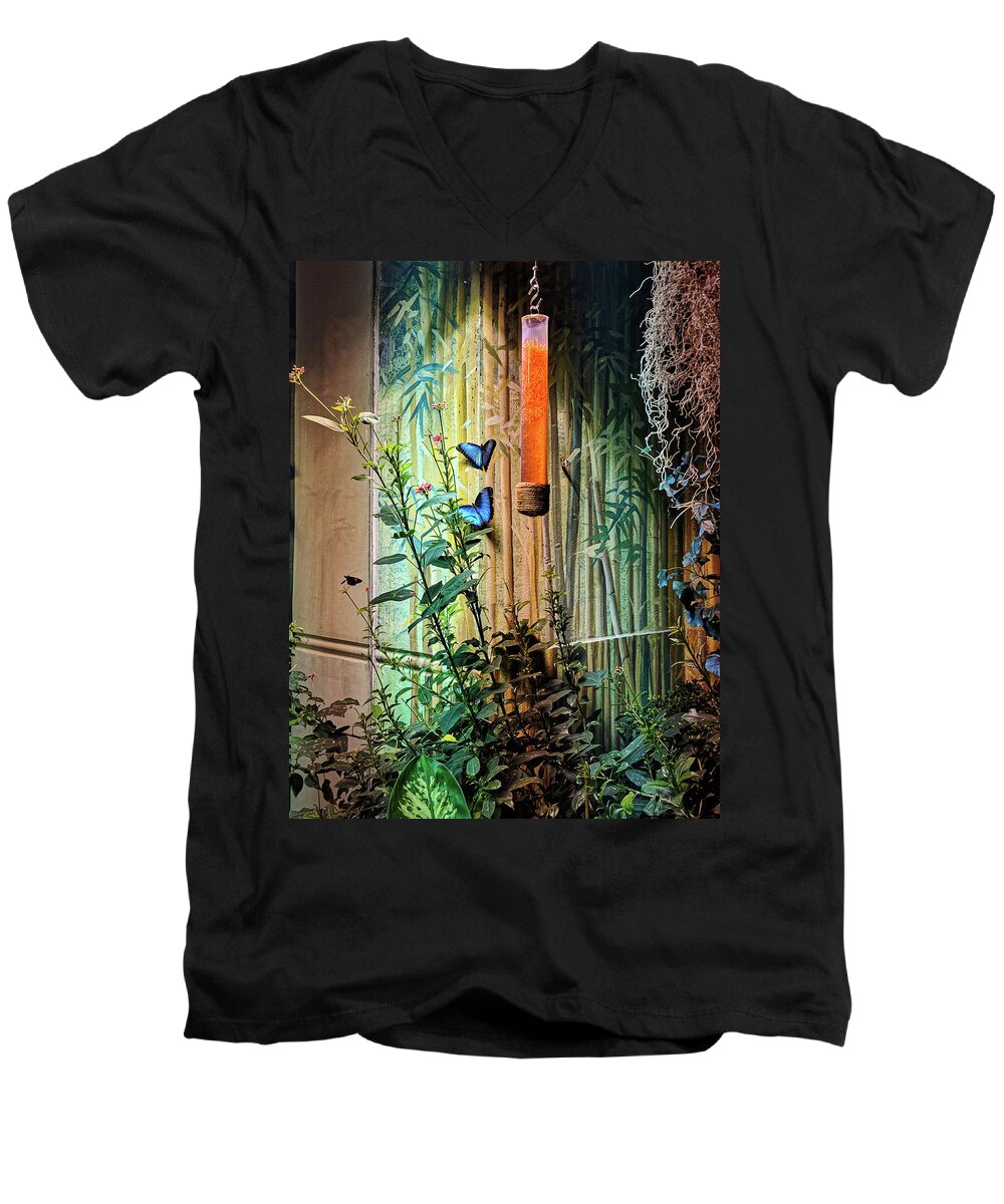 Plant Men's V-Neck T-Shirt featuring the photograph Butterfly Garden by Portia Olaughlin