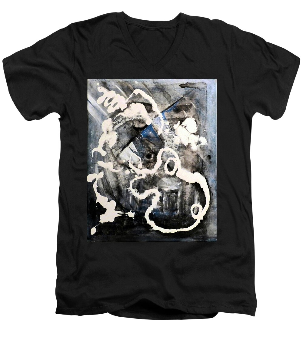 Abstract Men's V-Neck T-Shirt featuring the painting Dismantling by 'REA' Gallery