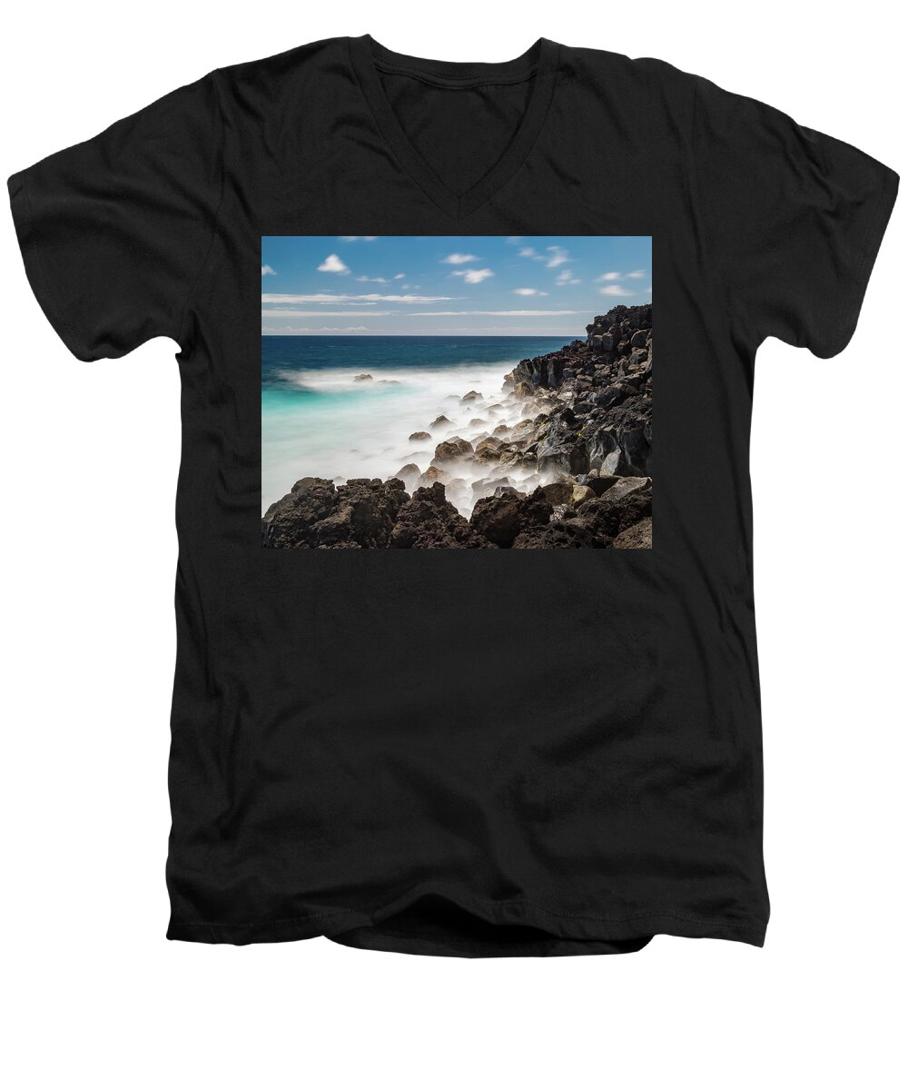 Hawaii Men's V-Neck T-Shirt featuring the photograph Dreamy Hawaiian Coastline by William Dickman