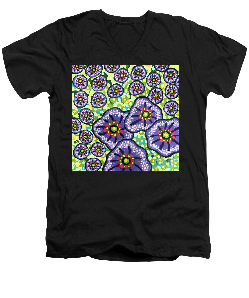 Floral Men's V-Neck T-Shirt featuring the painting Floral Whimsy 4 by Amy E Fraser