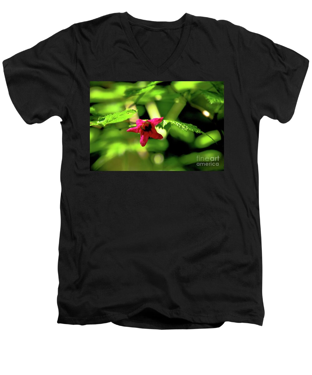 Pink Men's V-Neck T-Shirt featuring the photograph Forest Treasure Hot Pink by Rich Collins