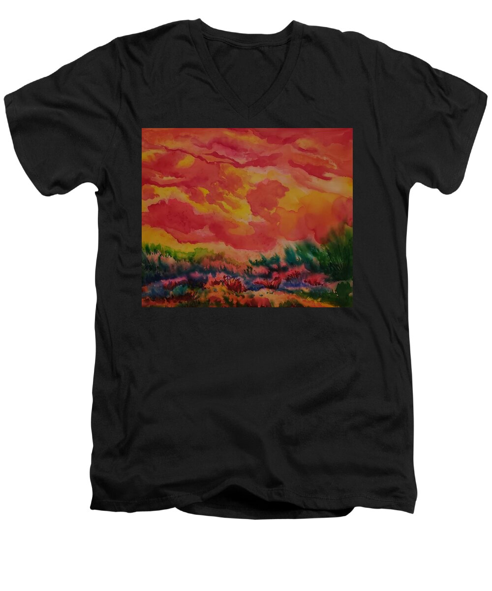 Silk Men's V-Neck T-Shirt featuring the painting Furies by Susan Moody