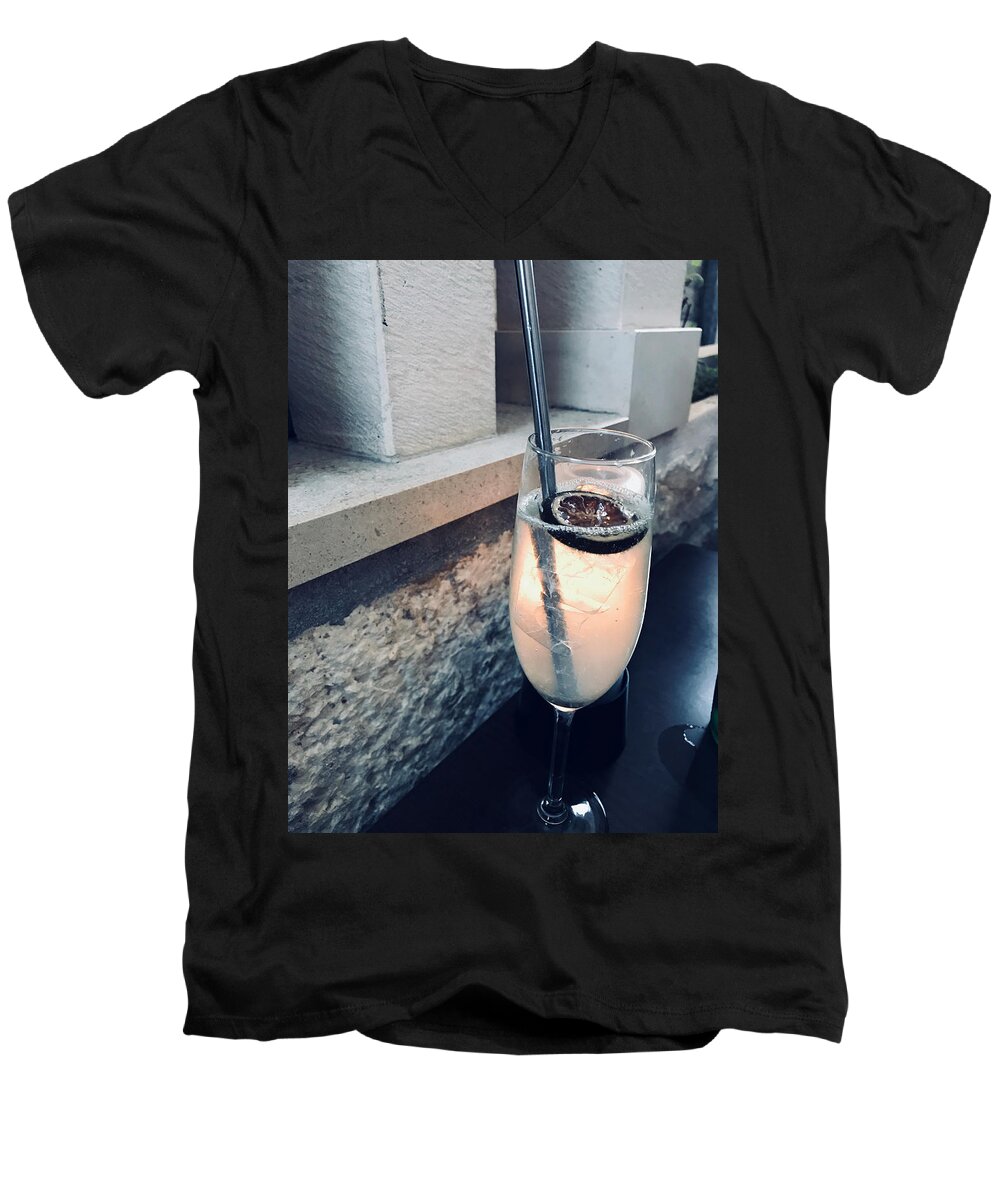 Cocktail Men's V-Neck T-Shirt featuring the photograph Glowing Cocktail by Tom Johnson