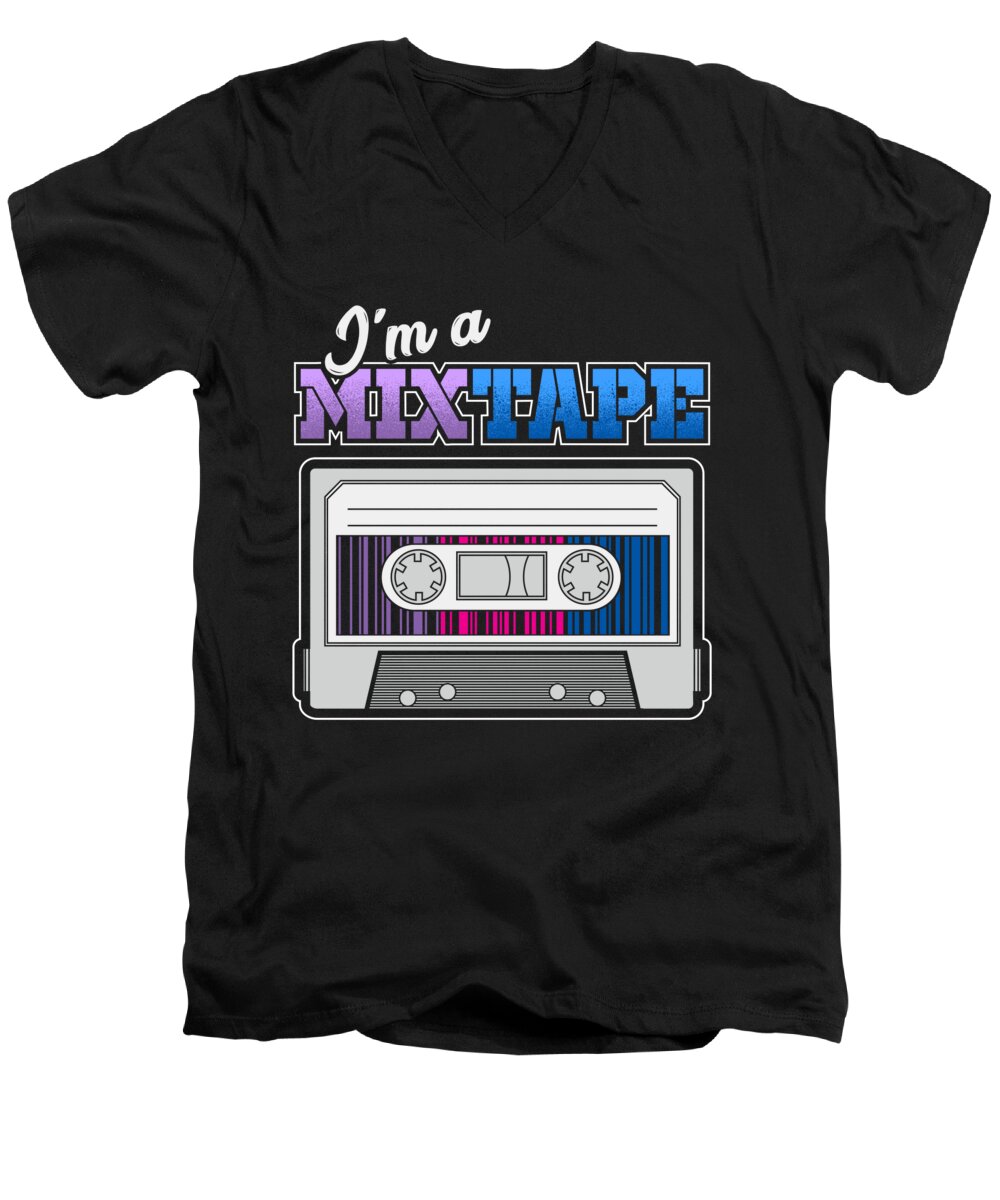 Music Men's V-Neck T-Shirt featuring the digital art Im A Mixtape Remember The Pencil by Mister Tee