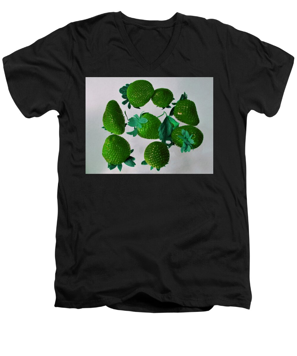 Lime Strawberries Men's V-Neck T-Shirt featuring the photograph Lime Strawberries by Tom Kelly