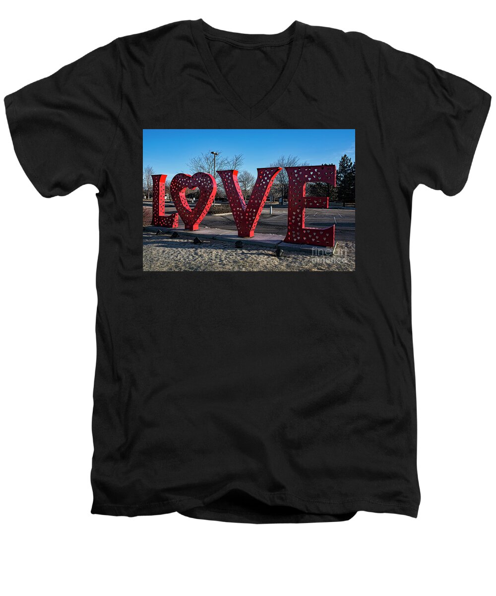 Jon Burch Men's V-Neck T-Shirt featuring the photograph LOVEland by Jon Burch Photography