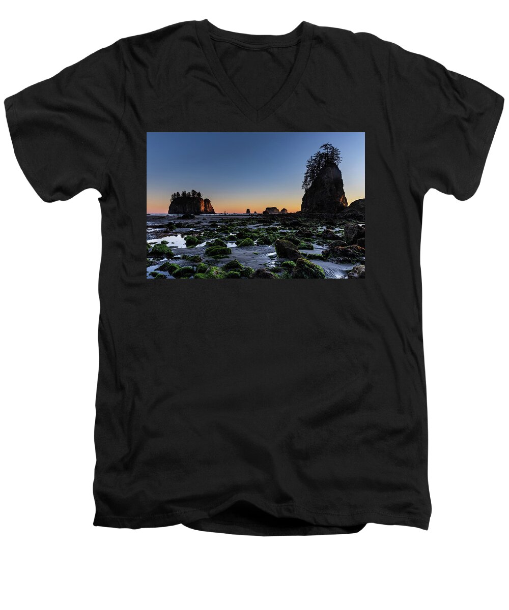 Sunset Men's V-Neck T-Shirt featuring the photograph Low Tide by Ed Clark