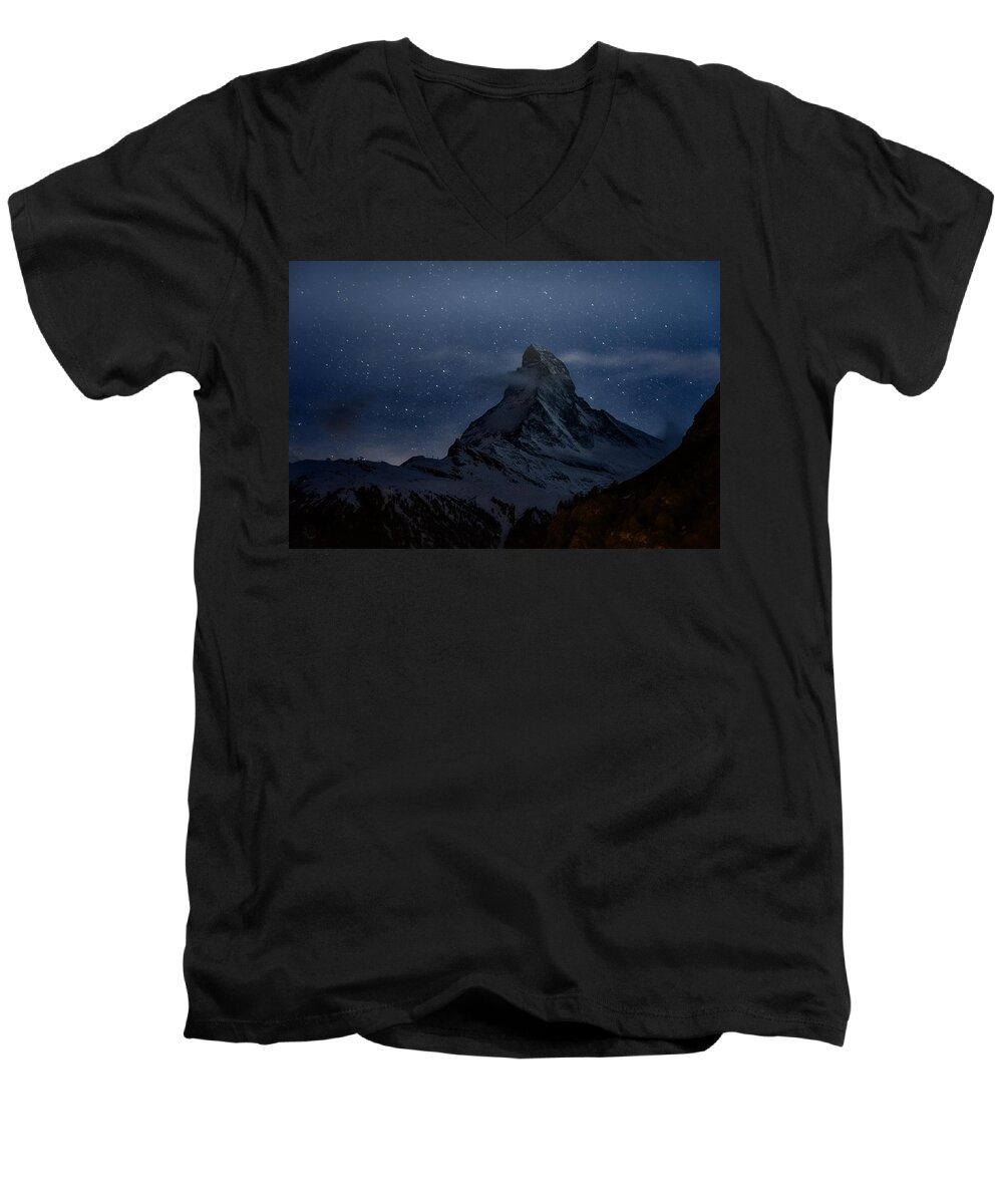 Switzerland Men's V-Neck T-Shirt featuring the photograph Magical Matterhorn by Robert Fawcett