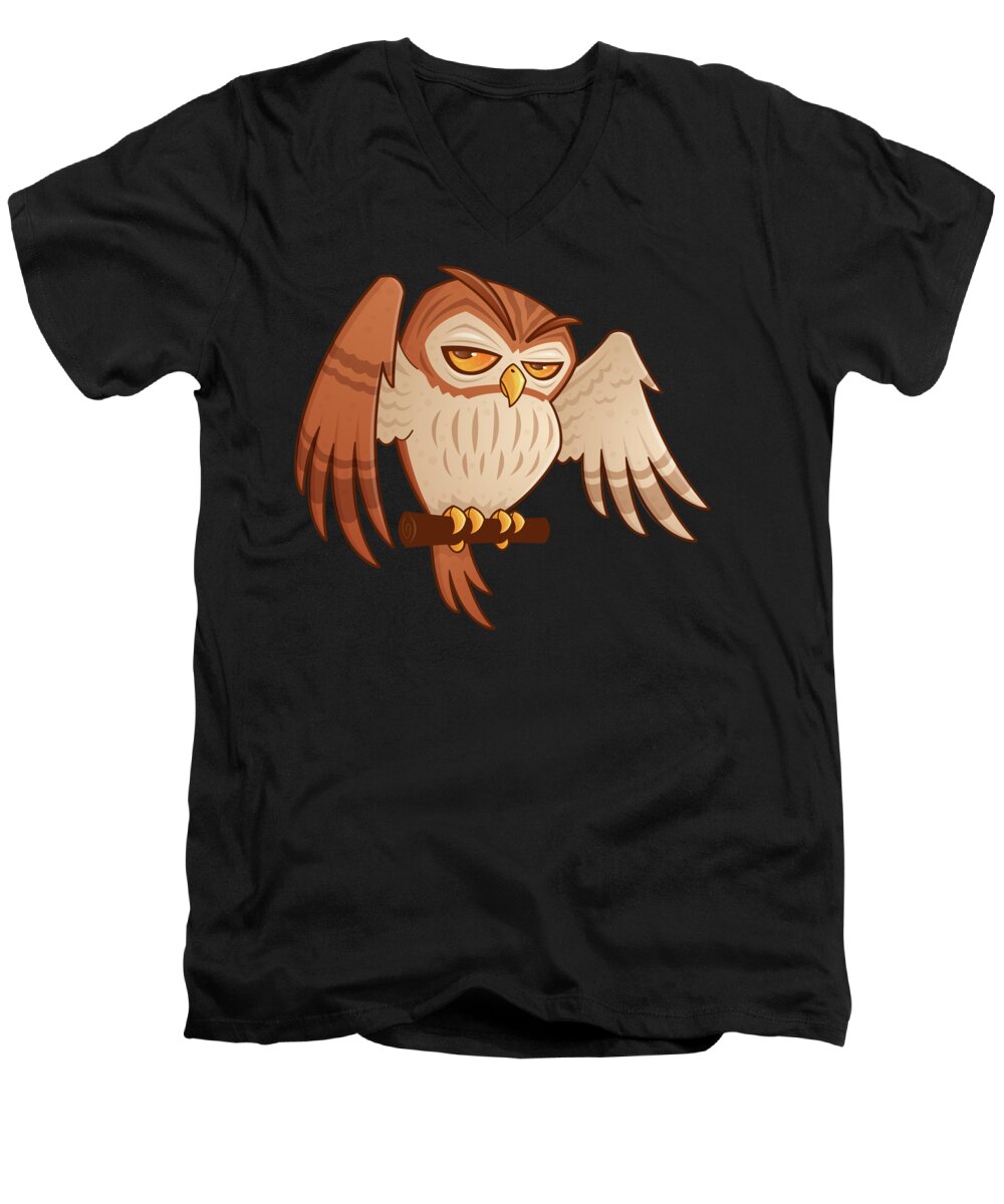 Bird Men's V-Neck T-Shirt featuring the digital art Mister Owley by John Schwegel