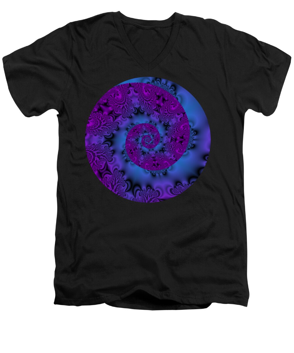 Spiral Men's V-Neck T-Shirt featuring the digital art Mystical Dream Spiral by Rachel Hannah