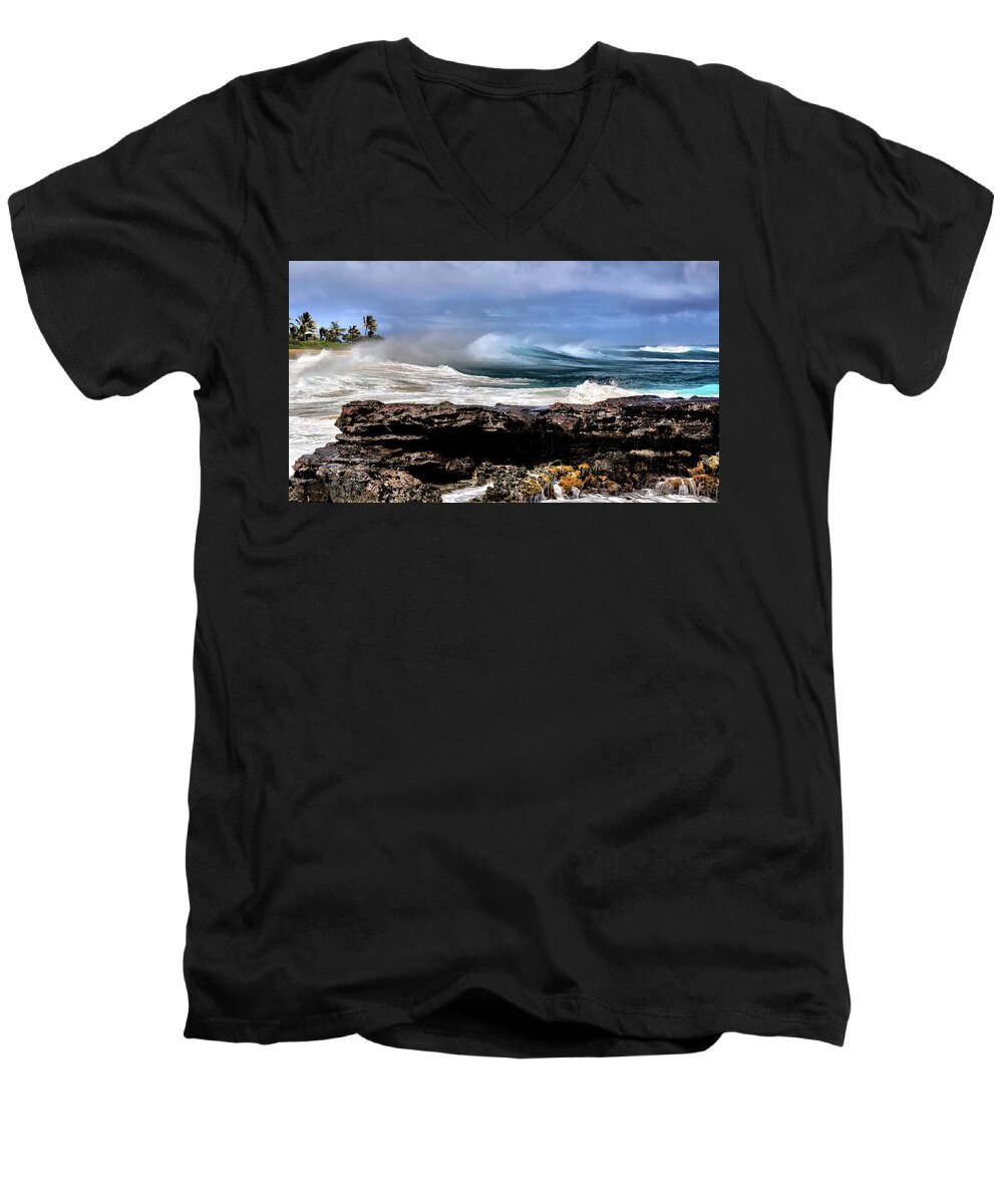 Waves Men's V-Neck T-Shirt featuring the photograph Ocean Spray by Donald J Gray