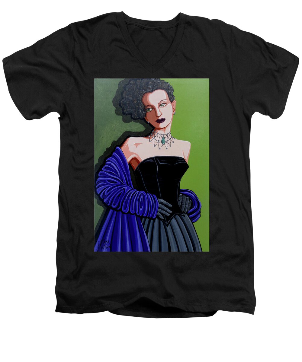 Portrait Men's V-Neck T-Shirt featuring the painting Olivia by Tara Hutton
