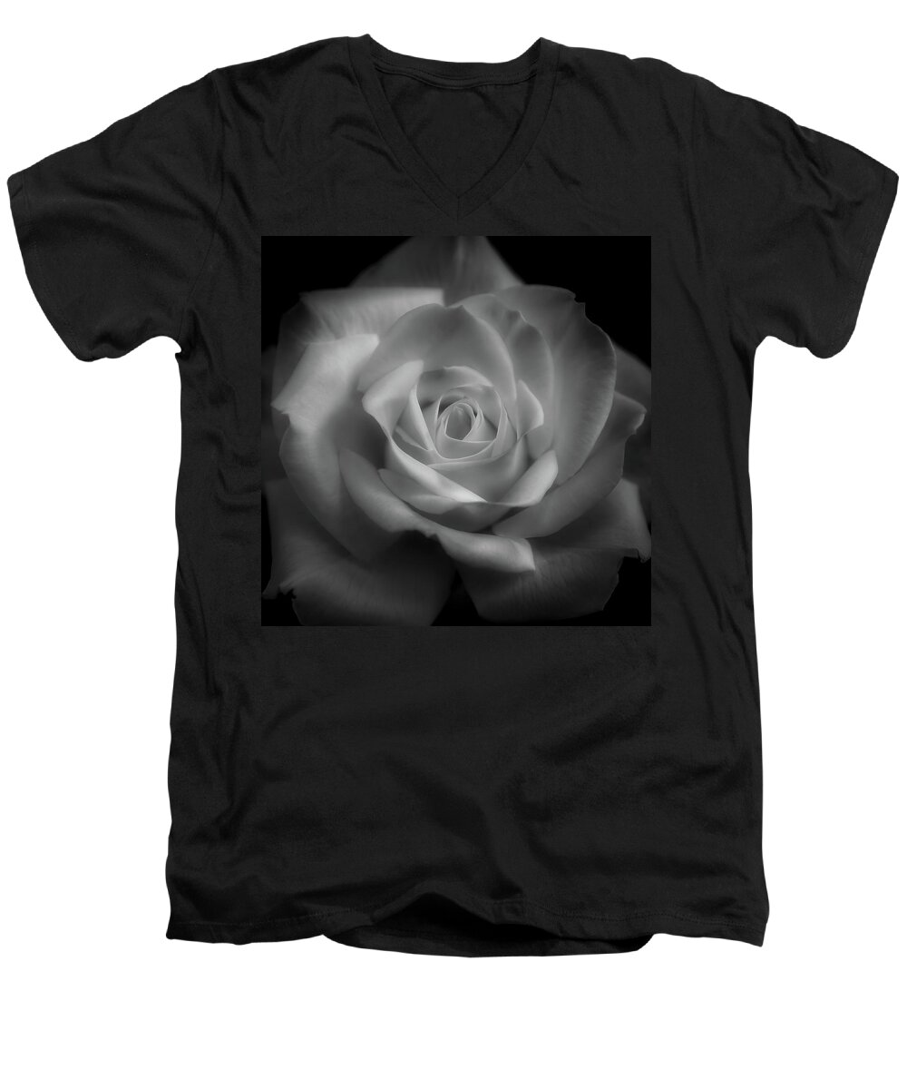 Rose Men's V-Neck T-Shirt featuring the photograph Rose in black and white by Alessandra RC