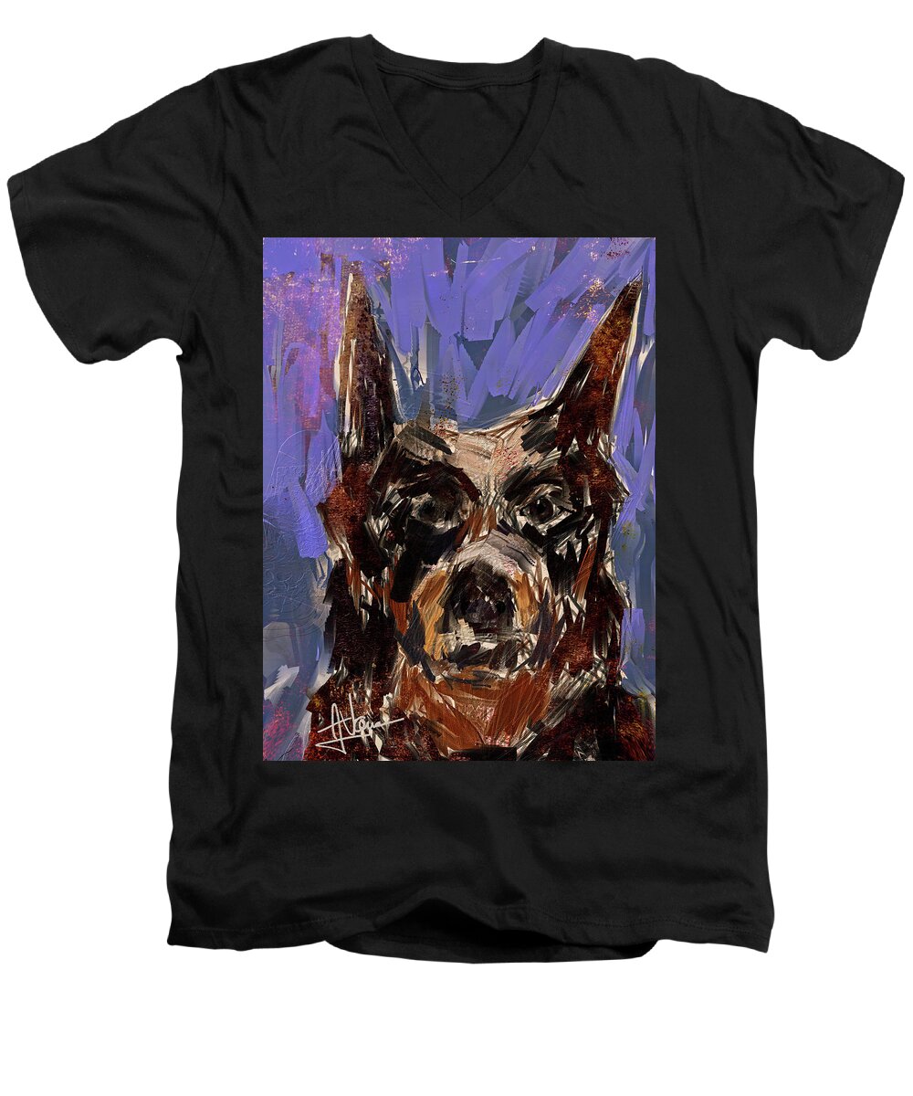 Dog Men's V-Neck T-Shirt featuring the digital art Shilo by Jim Vance