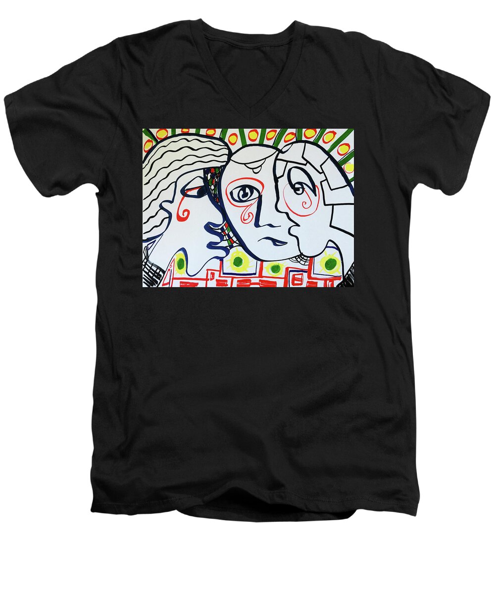 Tears Men's V-Neck T-Shirt featuring the painting Tears by Jose Rojas
